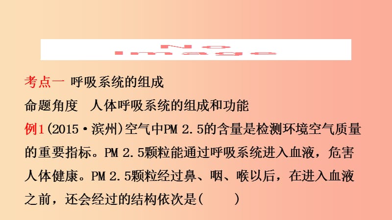 山东省2019年中考生物总复习 第三单元 生物圈中的人 第二章 人的生活需要空气课件.ppt_第2页