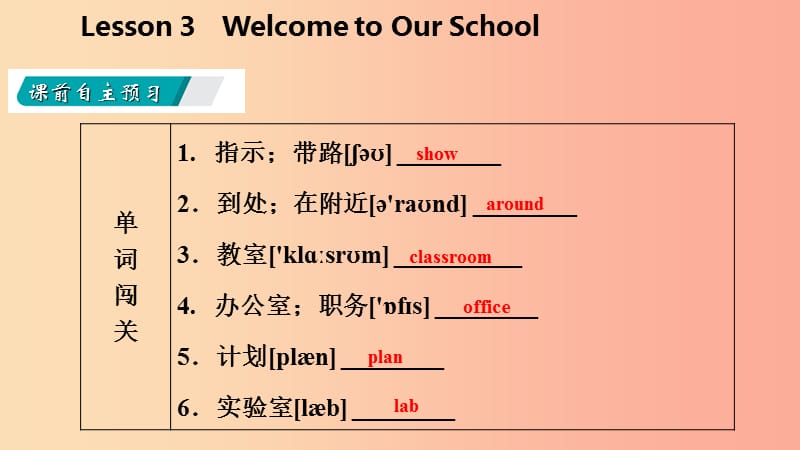 七年级英语上册 Unit 1 School and Friends Lesson 3 Welcome to Our School导学课件 冀教版.ppt_第3页