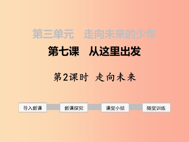 九年级道德与法治下册 第三单元 走向未来的少年 第七课 从这里出发 第2框 走向未来课件 新人教版 (2).ppt_第1页