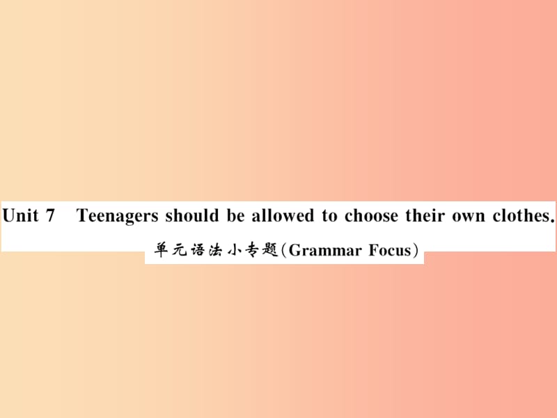 九年级英语全册Unit7Teenagersshouldbeallowedtochoosetheirownclothes语法小专题 新人教版.ppt_第1页