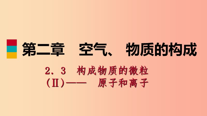 九年级化学上册 第二章 空气、物质的构成 2.3 构成物质的微粒（Ⅱ）—原子和离子 第1课时 原子练习课件 粤教版.ppt_第1页