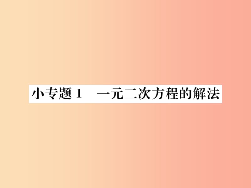 2019年秋九年级数学上册 第二十一章 一元二次方程 小专题1 一元二次方程的解法课件 新人教版.ppt_第1页