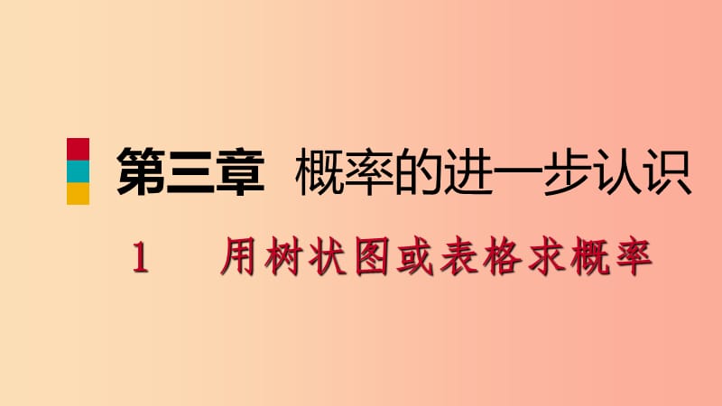 九年级数学上册 第三章 概率的进一步认识 3.1 用树状图或表格求概率 第1课时 用树状图或表格求概率预习 .ppt_第1页