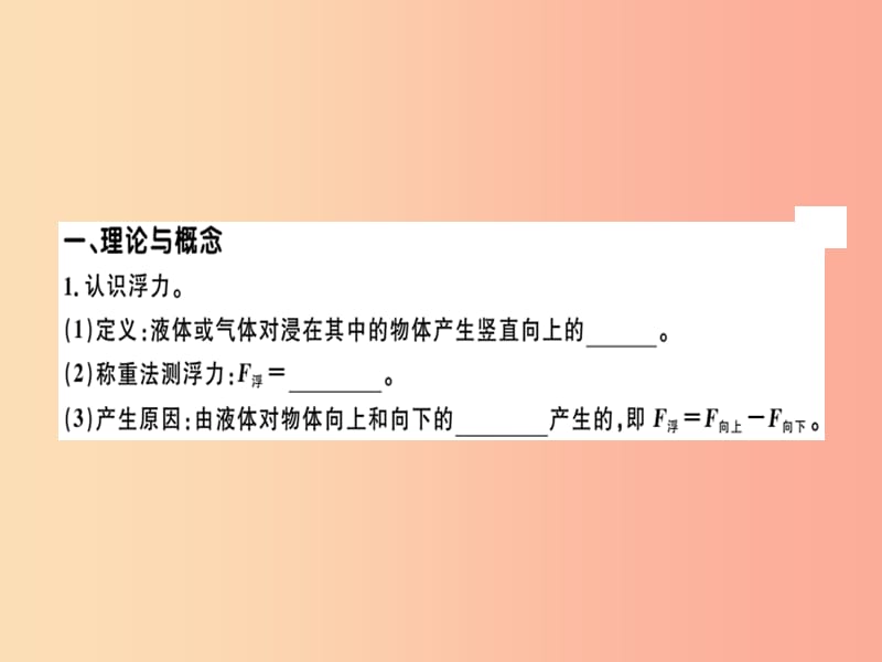 八年级物理全册 第九章 浮力知识梳理习题课件 （新版）沪科版.ppt_第1页