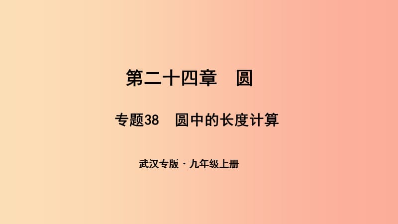 （武汉专版）2019年秋九年级数学上册 第二十四章 圆 专题38 圆中的长度计算课件 新人教版.ppt_第1页