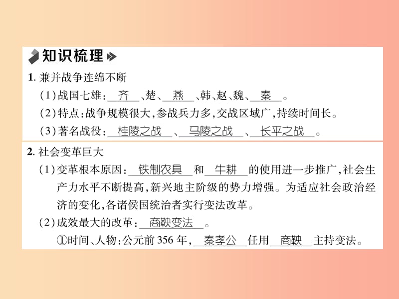 七年级历史上册 课时知识梳理 第2单元 早期国家与社会变革 第7课 战国时期的社会变化课件 新人教版.ppt_第2页