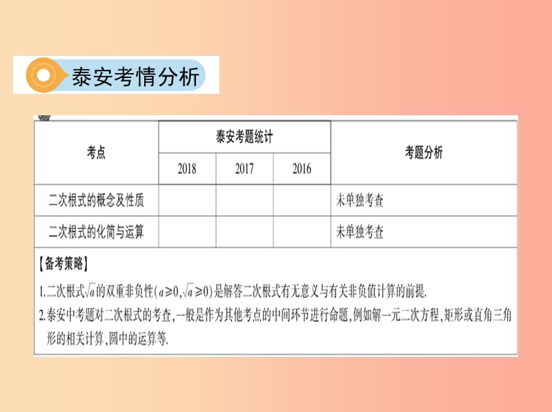 （泰安专版）2019版中考数学 第一部分 基础知识过关 第一章 数与式 第4讲 二次根式课件.ppt_第3页