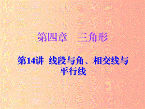 廣東省2019年中考數(shù)學(xué)復(fù)習(xí) 第一部分 知識梳理 第四章 三角形 第14講 線段與角、相交線與平行線課件.ppt