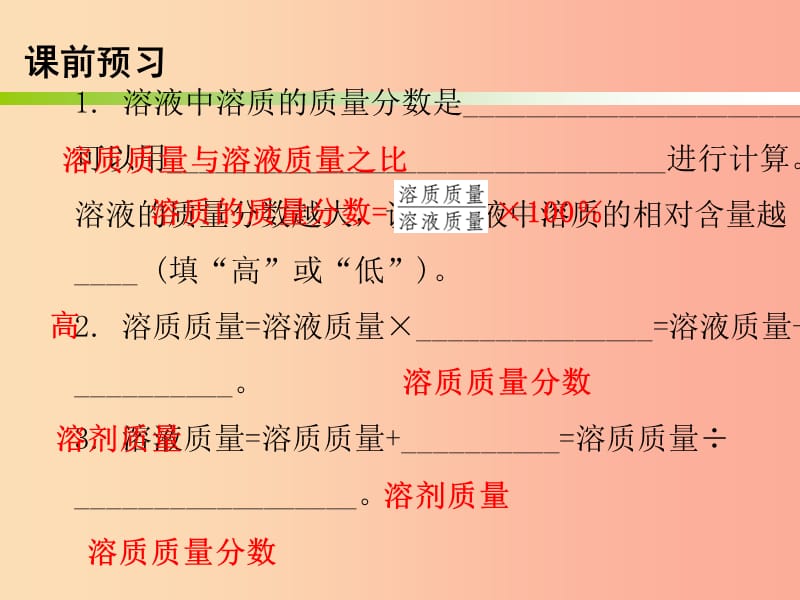 2019秋九年级化学下册 第九单元 溶液 课题3 溶解的浓度 课时1 溶质的质量分数（内文）课件 新人教版.ppt_第2页