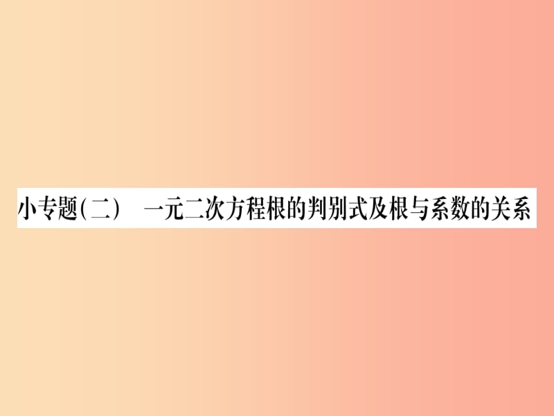 九年级数学上册 第二十一章 一元二次方程 小专题（二）一元二次方程根的判别式及根与系数的关系作业 .ppt_第1页