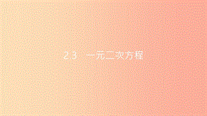 安徽省2019年中考數(shù)學(xué)一輪復(fù)習(xí) 第一講 數(shù)與代數(shù) 第二章 方程（組）與不等式（組）2.3 一元二次方程課件.ppt