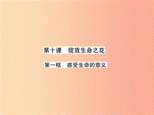 七年級道德與法治上冊 第4單元 生命的思考 第10課 綻放生命之花 第1框 感受生命的意義習(xí)題課件 .ppt