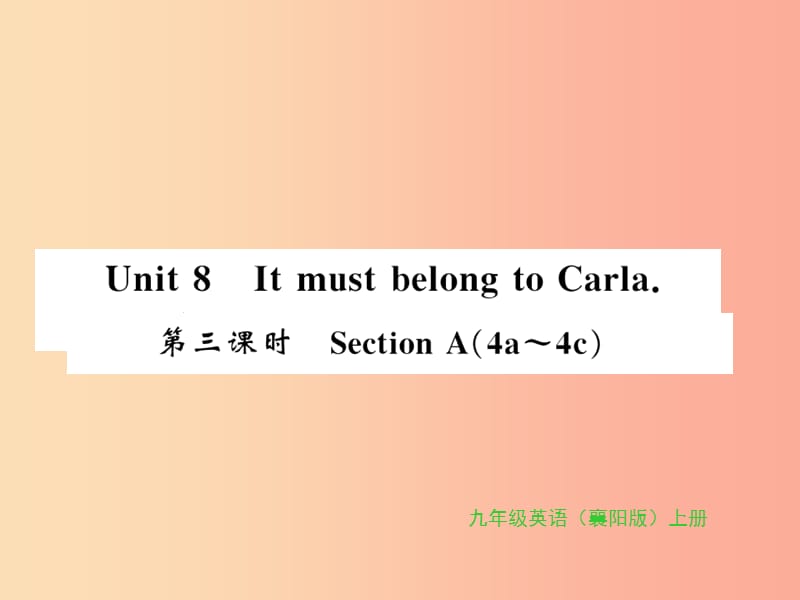 （襄阳专用）2019年秋九年级英语全册 Unit 8 It must belong to Carla（第3课时）新人教 新目标版.ppt_第1页