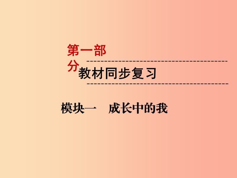 （云南专版）2019年中考道德与法治 第1部分 教材同步复习 模块1 成长中的我 第1章 认识自我课件.ppt_第1页