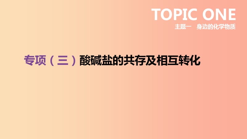 云南省2019年中考化学复习专项03酸碱盐的共存及相互转化课件.ppt_第1页