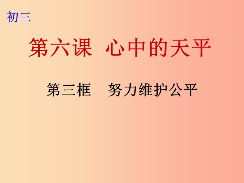 云南省九年级政治全册 第二单元 共同生活 第六课 心中的天平 第3框 努力维护公平课件 人民版.ppt_第1页