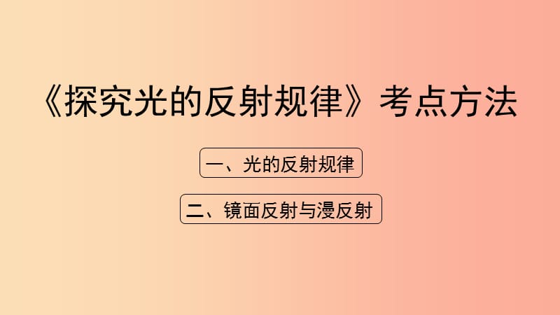 八年级物理上册 3.2《探究光的反射规律》考点方法课件 （新版）粤教沪版.ppt_第1页