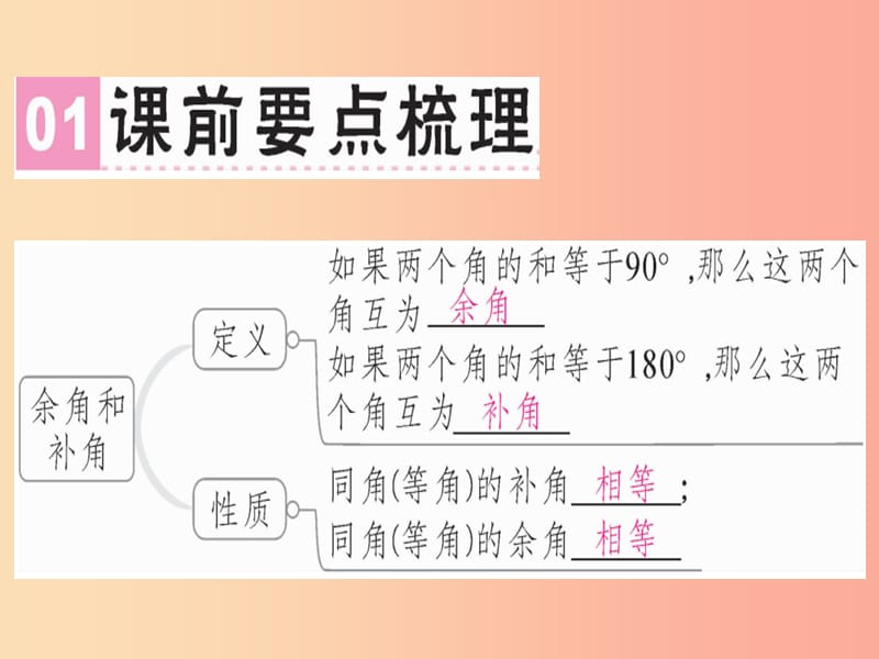 广东专用2019年秋七年级数学上册第四章几何图形初步第8课时余角和补角课堂精讲课件 新人教版.ppt_第2页