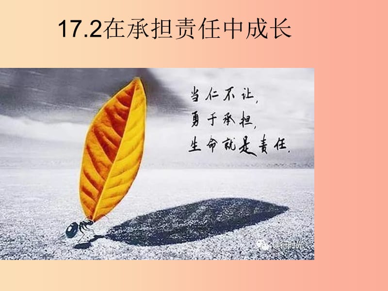 九年级道德与法治下册 第八单元 积极承担社会责任 第17课 做一个负责任的人 第2框《在承担责任中成长》.ppt_第1页