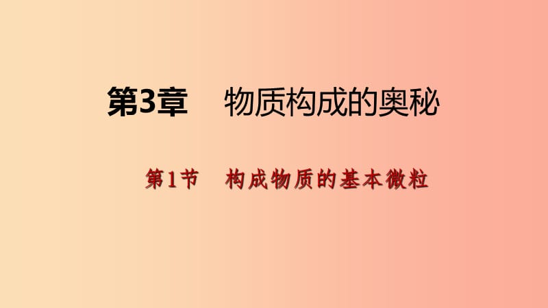 九年级化学上册 第3章 物质构成的奥秘 第1节 构成物质的基本微粒 第1课时 微粒的性质课件 沪教版.ppt_第1页