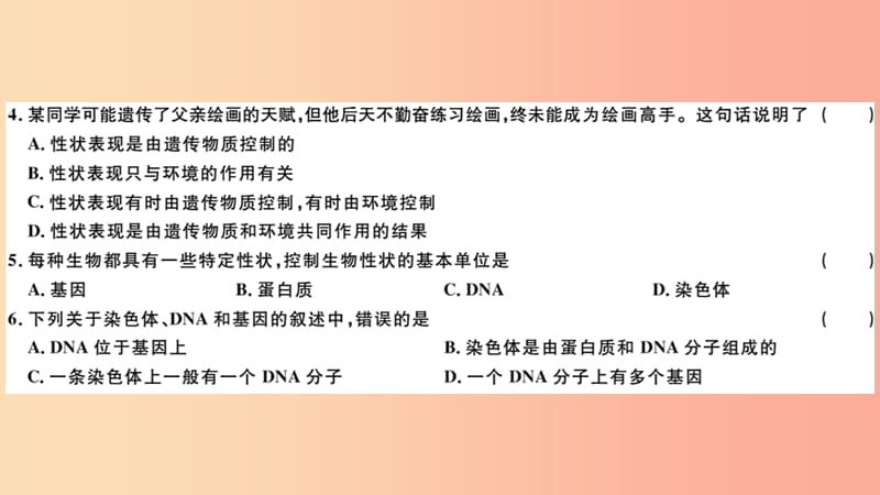 八年级生物上册 第六单元 第20章 生物的遗传和变异检测卷课件 （新版）北师大版.ppt_第3页