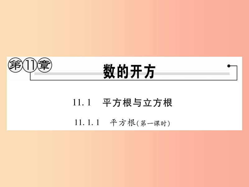 八年级数学上册 第11章 数的开方 11.1 平方根与立方根 11.1.1 平方根（第1课时）课时检测课件 华东师大版.ppt_第1页