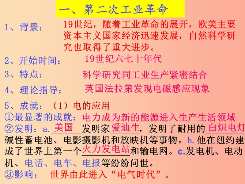 2019春九年级历史下册 第二单元 第二次工业革命和近代科学文化复习课件 新人教版.ppt_第3页