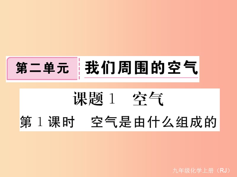 九年级化学上册 第二单元 我们周围的空气 课题1 空气 第1课时 空气是由什么组成的练习（含2019年全国模拟）.ppt_第1页