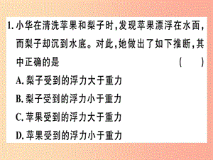 2019春八年級物理全冊 第九章 第三節(jié) 物體的浮與沉（第1課時(shí) 物體的浮沉條件）習(xí)題課件（新版）滬科版.ppt