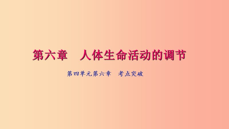 七年级生物下册 第四单元 第六章 人体生命活动的调节考点突破习题课件 新人教版.ppt_第1页