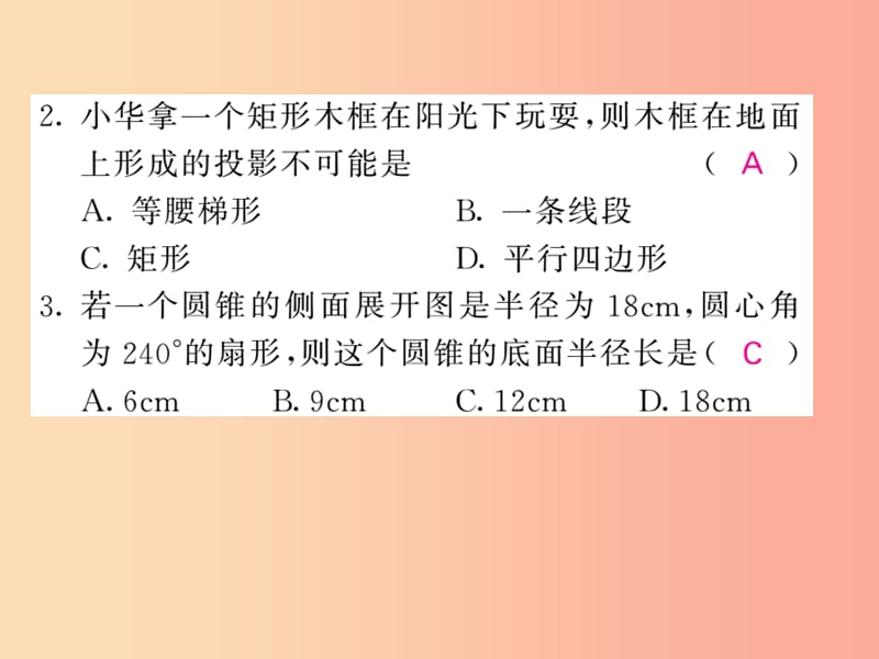 九年级数学下册专项训练八投影与视图概率习题课件新版湘教版.ppt_第3页