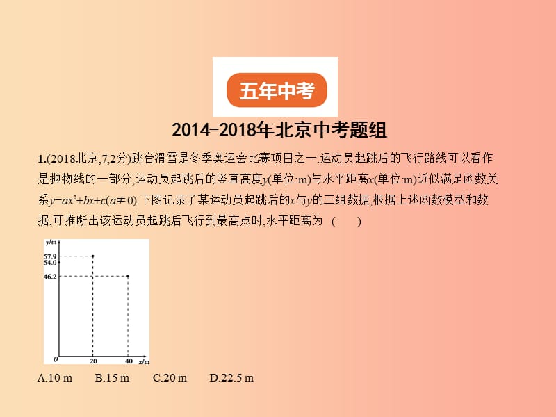 （北京专版）2019年中考数学一轮复习 第三章 变量与函数 3.4 二次函数（试卷部分）课件.ppt_第2页