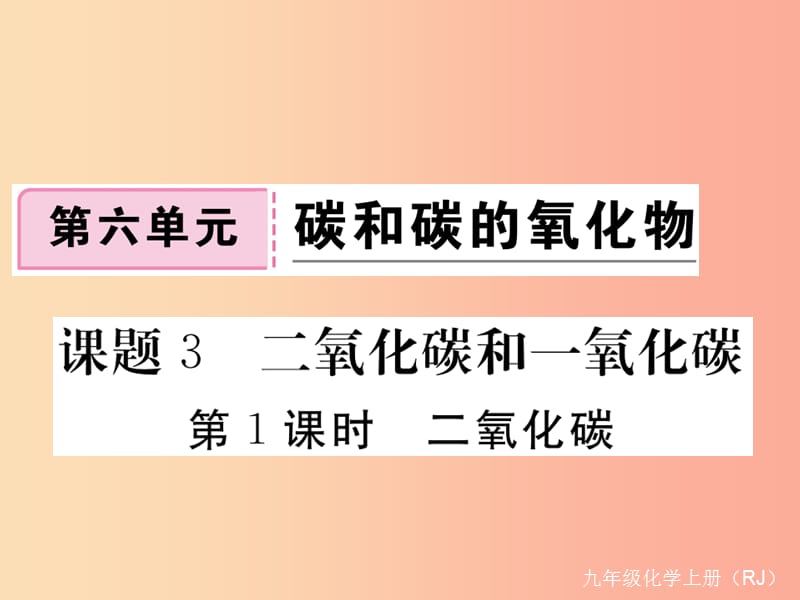 九年级化学上册第六单元碳和碳的氧化物课题3二氧化碳和一氧化碳第1课时二氧化碳练习含2019年全国模拟.ppt_第1页