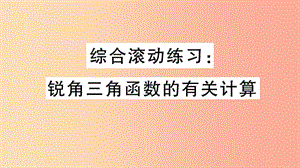 （安徽專用）2019春九年級數(shù)學(xué)下冊 綜合滾動(dòng)練習(xí) 銳角三角函數(shù)的有關(guān)計(jì)算習(xí)題講評課件 新人教版.ppt