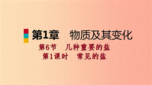 2019年秋九年級(jí)科學(xué)上冊(cè) 第1章 物質(zhì)及其變化 第6節(jié) 幾種重要的鹽 第1課時(shí) 常見(jiàn)的鹽課件（新版）浙教版.ppt