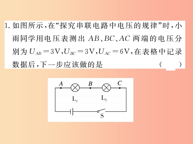 九年级物理全册 第十六章 第2节 串、并联电路中电压的规律习题课件 新人教版.ppt_第2页
