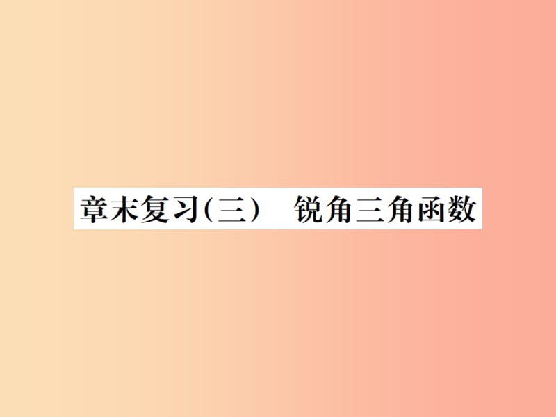 九年级数学下册 第二十八章 锐角三角函数章末复习（三）锐角三角函数习题课件 新人教版.ppt_第1页