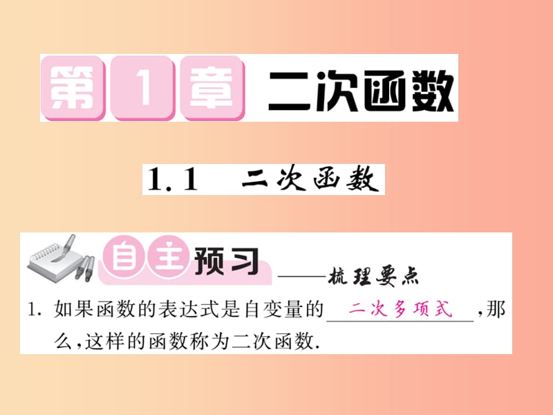 九年级数学下册 第1章 二次函数 1.1 二次函数习题课件 （新版）湘教版.ppt_第1页