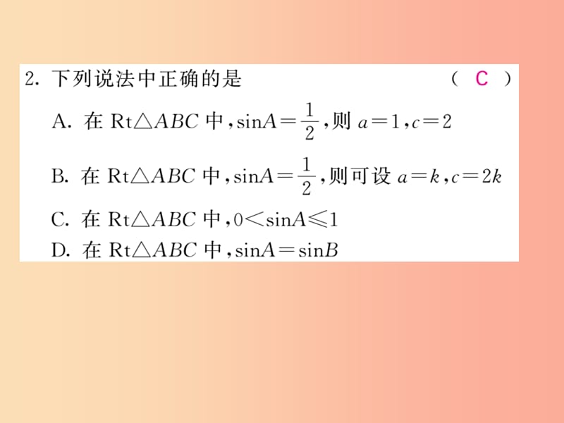 九年级数学下册专项训练四锐角三角函数习题课件新版湘教版.ppt_第2页