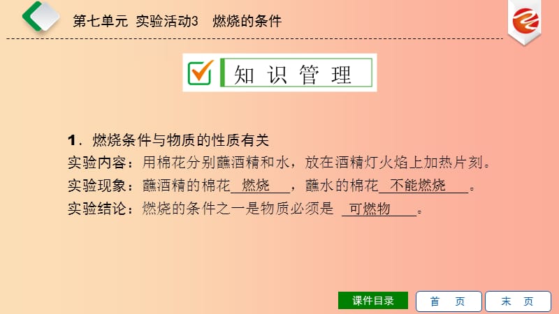 2019秋九年级化学上册 第七单元 燃料及其利用 实验活动3 燃烧的条件导学课件 新人教版.ppt_第3页