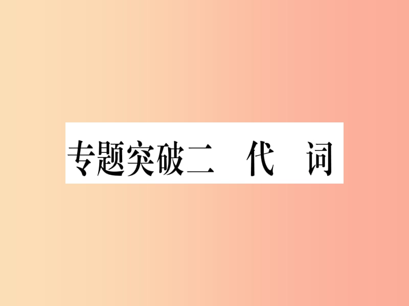 （湖北专用版）2019版中考英语专题高分练 专题突破二 代词实用课件.ppt_第1页