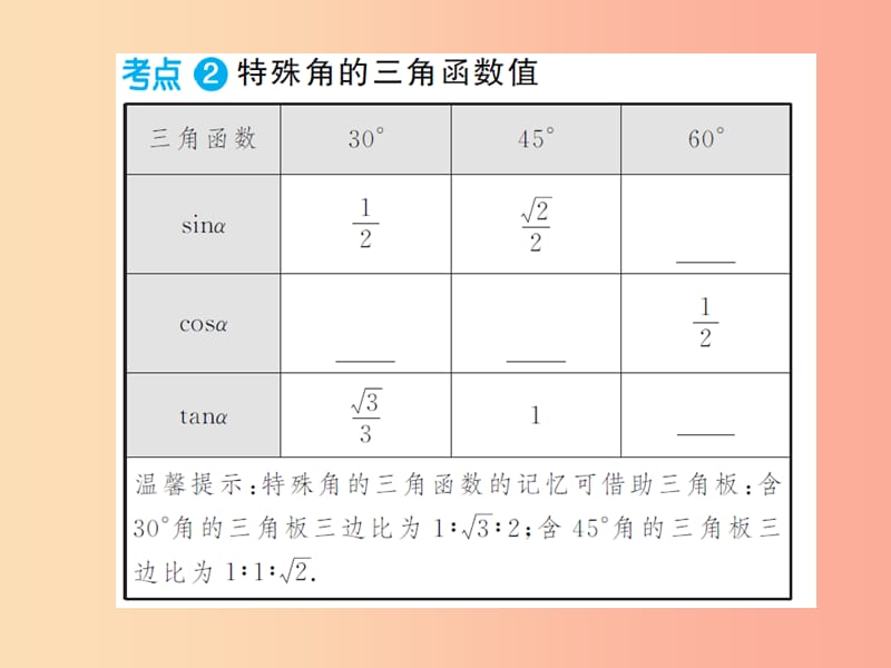 2019年中考数学总复习 第四章 第六节 锐角三角函数及其应用课件.ppt_第3页