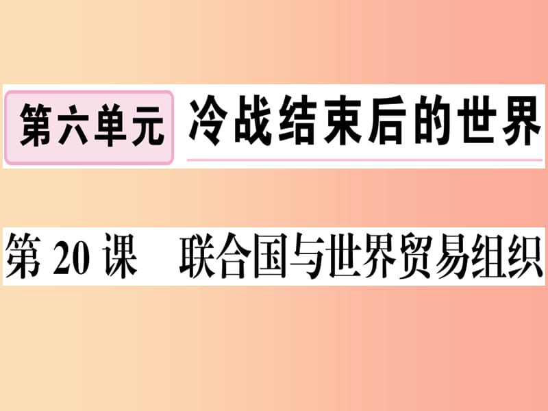 九年级历史下册 第六单元 冷战结束后的世界 第20课 联合国与世界贸易组织习题课件 新人教版.ppt_第1页