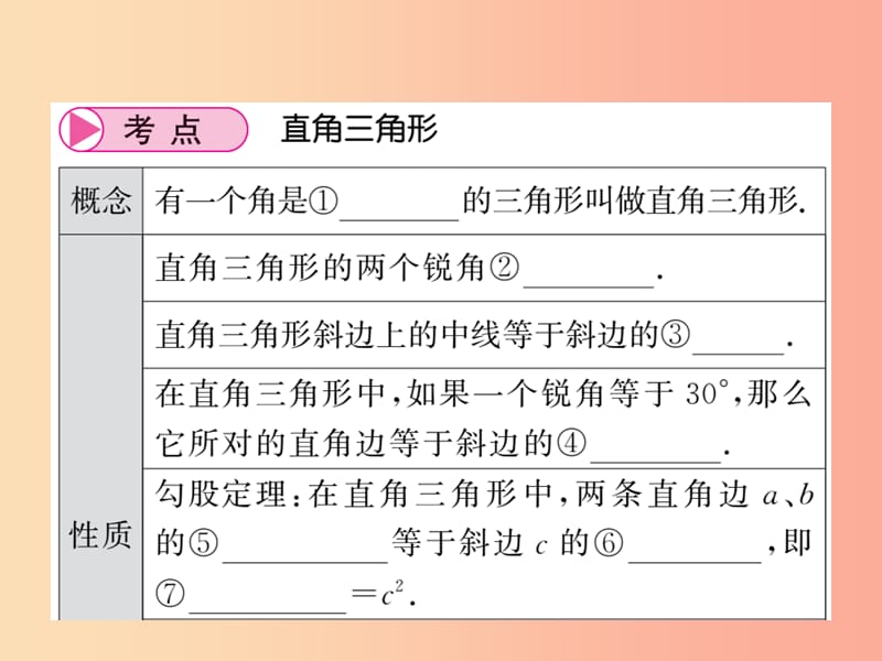 （课标版通用）2019中考数学一轮复习 第4章 图形的初步认识与三角形 第17节 直角三角形及勾股定理习题课件.ppt_第3页