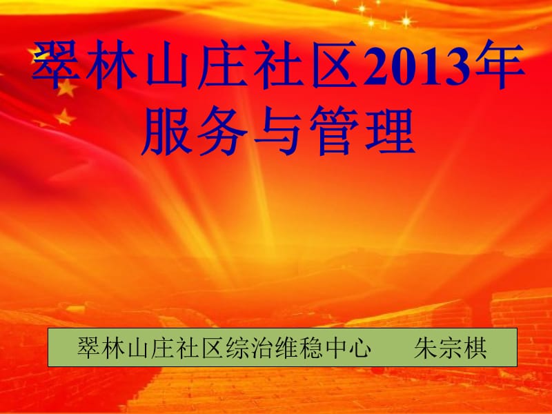 翠林山庄社区2013年服务与管理.ppt_第1页