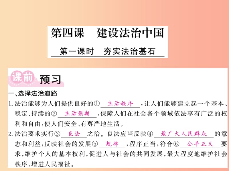 九年级道德与法治上册 第二单元 民主与法治 第四课 建设法治中国 第1框 参与民主生活习题课件 新人教版.ppt_第1页