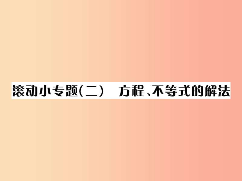 （全国通用版）2019年中考数学复习 第二单元 方程与不等式 滚动小专题（二）方程、不等式的解法课件.ppt_第1页