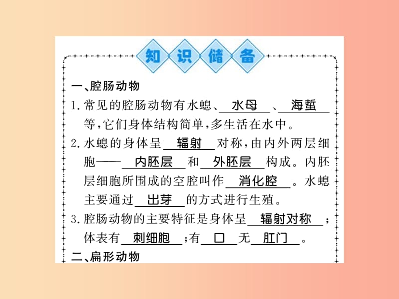 2019年八年级生物上册 第五单元 第1章 第1节 腔肠动物和扁形动物习题课件 新人教版.ppt_第2页