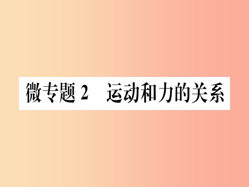 2019春八年级物理下册 微专题2 运动和力的关系习题课件 新人教版.ppt_第1页