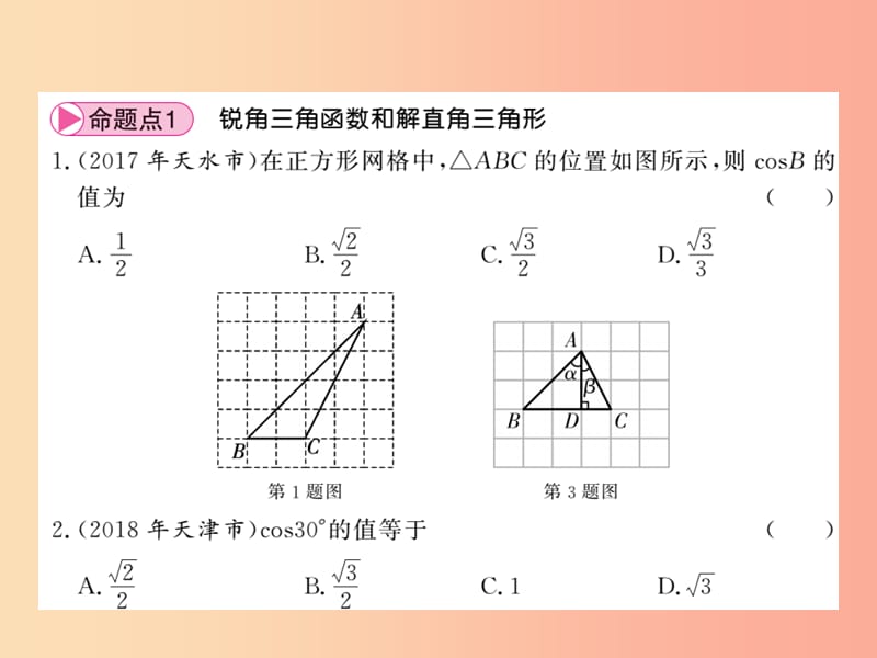 （新课标）2019中考数学复习 第四章 图形初步认识与三角形 第19节 锐角三角函数及解直角三角形（正文）课件.ppt_第3页